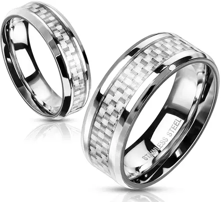 H02-8 Rally hiilikuitu-teräs kihlasormus 8mm - Kihlasormukset - H02-8-200 - 1