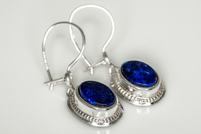 H4080 Kame Lapis Jazuli - Hopeiset korvakorut - H4080 - 1