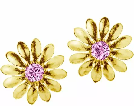 Lempikoru Kukkanen kullatut korvakorut pinkin v=C3=A4risill=C3=A4 zirk=
oneilla (CZ) 5307506000 - Hopeiset korvakorut - 5307506000 - 1