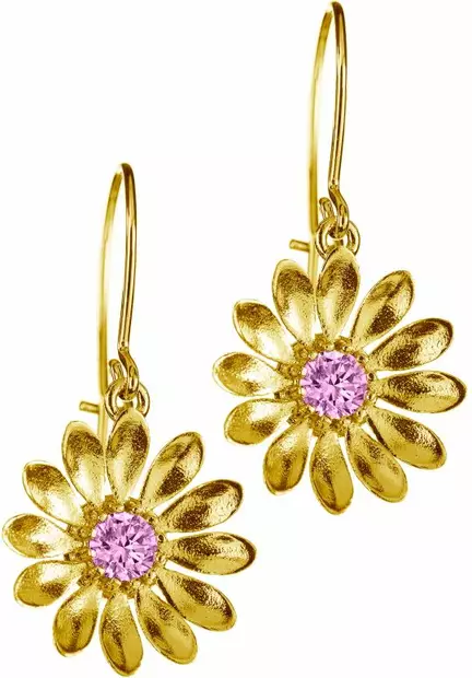 Lempikoru Kukkanen kullatut koukkukorvakorut pinkin v=C3=A4risill=C3=A4=
zirkoneilla (cz) 5407506000 - Hopeiset korvakorut - 5407506000 - 1