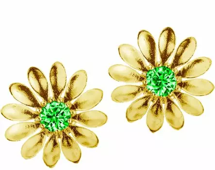 Lempikoru Kukkanen kullatut korvakorut vihreill=C3=A4 zirkoneilla. - Hopeiset korvakorut - 5307512000 - 1