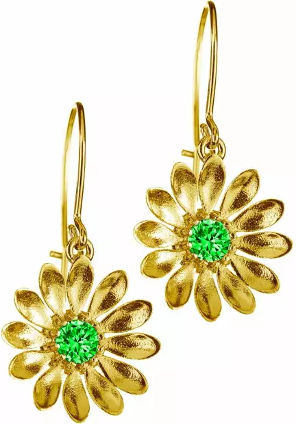 Lempikoru Kukkanen kullatut koukkukorvakorut vihreill=C3=A4 zirkoneill=
a (cz) 5407512000 - Hopeiset korvakorut - 5407512000 - 1