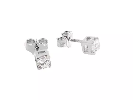 Valkokultaiset korvanapit zirkoneilla 17-K1390 - Kultaiset korvakorut - 17-K1390 - 1