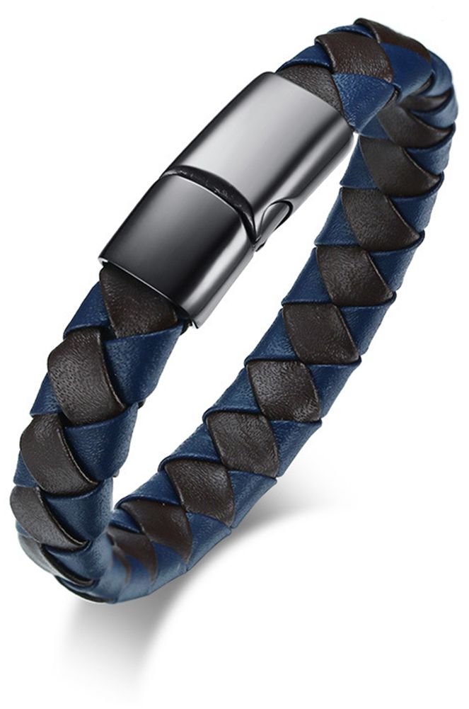 Cedrik Siniruskea Punottu GRK020 1 - Nahkaiset rannekorut - GRK020 - 1