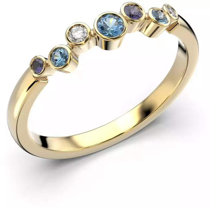 Festive Drop Blue timanttisormus, keltakulta, 644-015B-KK - Timanttisormukset Festive - 14-644-015B-KK-140 - 1