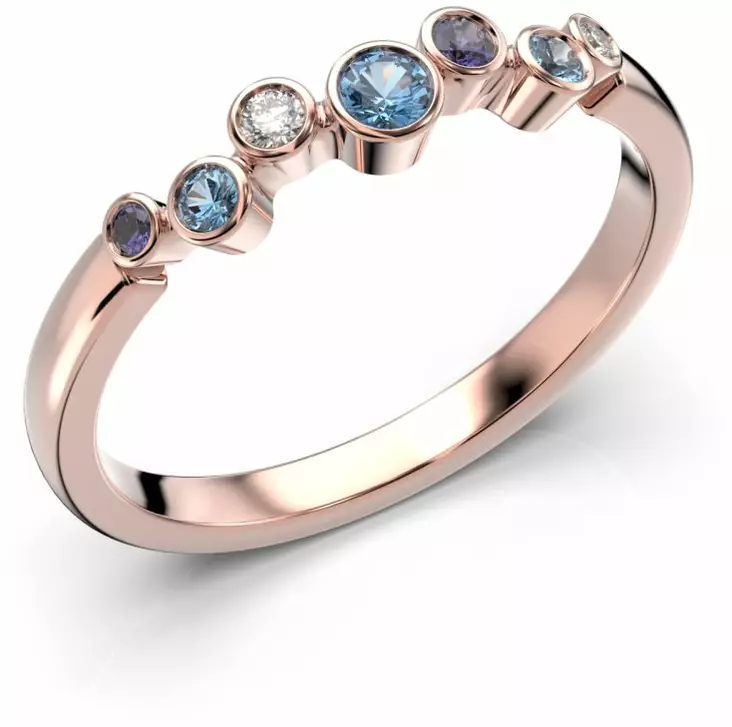 Festive Drop Blue timanttisormus, Punakulta, 644-015B-PK - Timanttisormukset Festive - 14-644-015B-PK-140 - 1