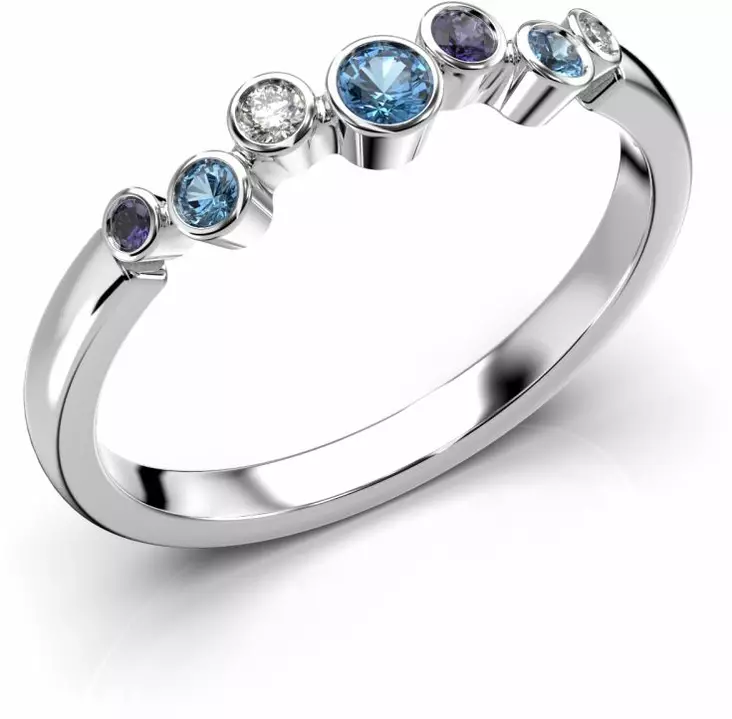 Festive Drop Blue timanttisormus, valkokulta, 644-015B-VK - Timanttisormukset Festive - 14-644-015B-VK-140 - 1