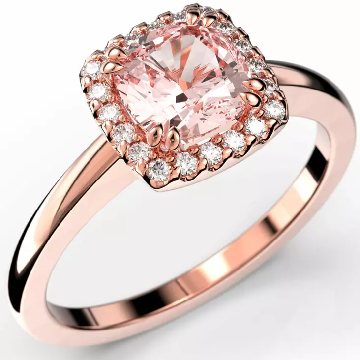 Festive Elsa vihkisormus morganiitilla 587-090M_PK - Timanttisormukset Festive - 14-587-090M-PK-150 - 1