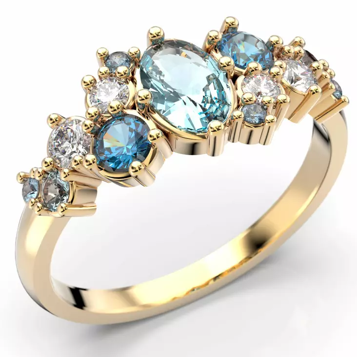 Festive Natasha Blue timanttisormus - Timanttisormukset Festive - 14-610-100B-KK-150 - 1