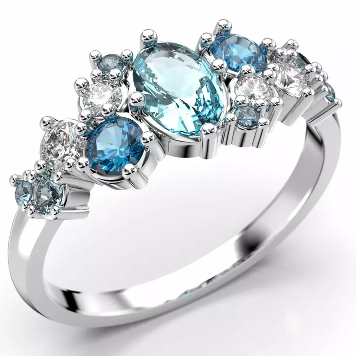 Festive Natasha Blue timanttisormus 610-100B_VK_viisto - Timanttisormukset Festive - 14-610-100B-VK-150 - 1