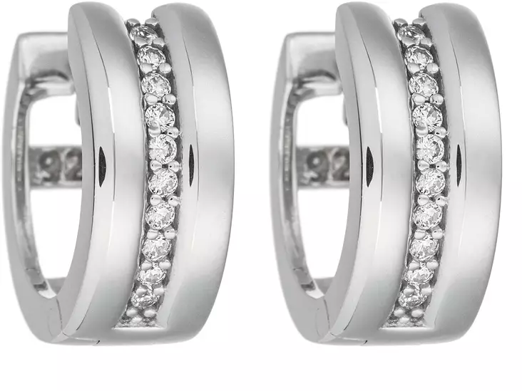 Hopea korvarenkaat zirkoneilla H280010 - Hopeiset korvakorut - H280010 - 1