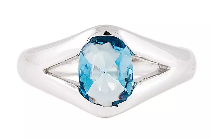 Hopeinen sormus ovaalilla sinisell=C3=A4 zirkonialla - Super outlet - hopeasormukset - R2855B-150 - 2