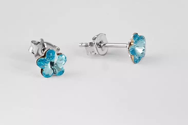 siniset kivi kukka korvakorut - Hopeiset korvakorut - RHK170 - 1