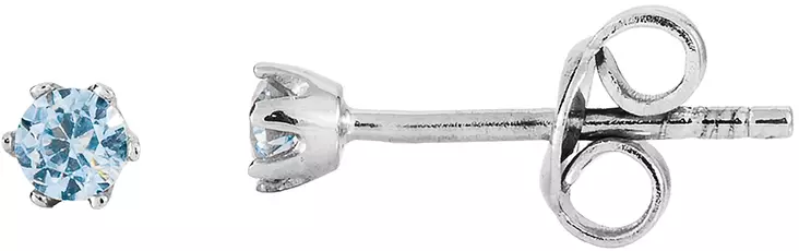 Hopeiset nappikorvakorut 3mm, vaalean sininen - Hopeiset korvakorut - CKK80 - 1