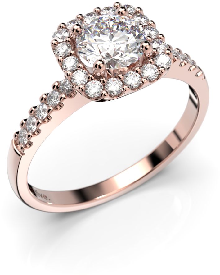 Festive Jemina Halo timanttisormus 0,76ct punakulta 635-076 - Timanttisormukset Festive - 14-635-076-PK-140 - 1