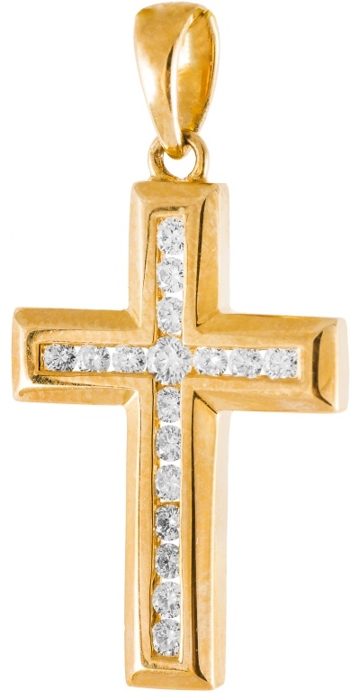 Keltakultainen timanttiristi C058-1250 - Timanttiriipukset - C058-1250 - 1