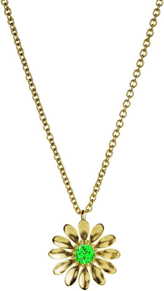 Lempikoru Kukkanen kullattu riipus vihre=C3=A4ll=C3=A4 zirkonilla (cz)=
 5207412450 - Hopeiset kaulakorut - 5207412450 - 1