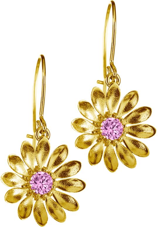 Lempikoru Kukkanen kullatut koukkukorvakorut pinkin v=C3=A4risill=C3=A4=
zirkoneilla (cz) 5407506000 - Hopeiset korvakorut - 5407506000 - 1