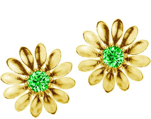 Lempikoru Kukkanen kullatut korvakorut vihreill=C3=A4 zirkoneilla. - Hopeiset korvakorut - 5307512000 - 1