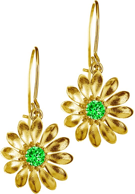 Lempikoru Kukkanen kullatut koukkukorvakorut vihreill=C3=A4 zirkoneill=
a (cz) 5407512000 - Hopeiset korvakorut - 5407512000 - 1