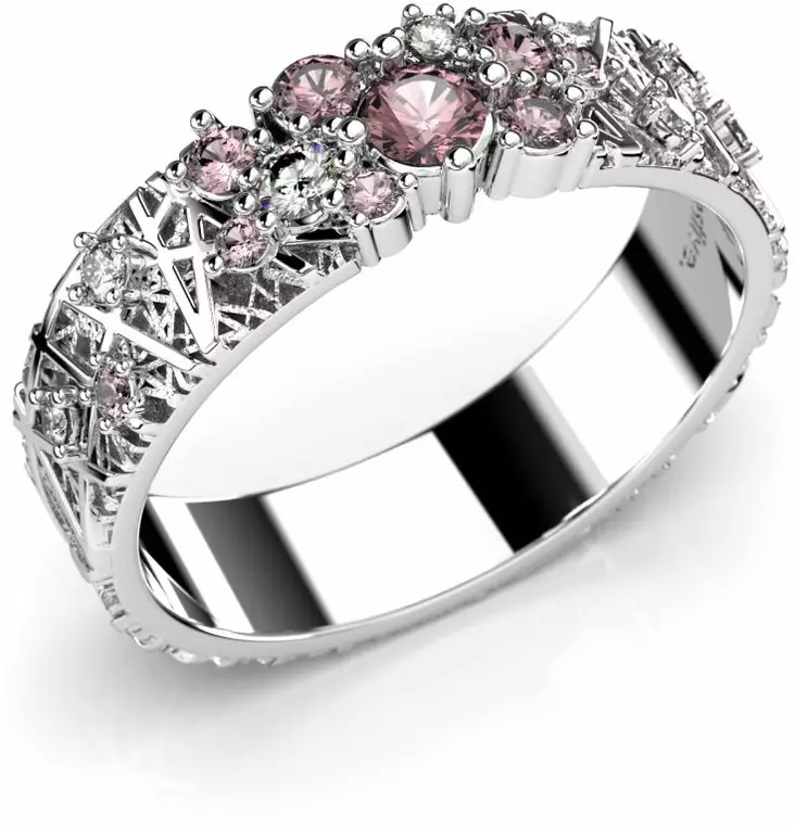 Festive Routa Rakka Pink, valkokulta 627-033P-VK - Timanttisormukset Festive - 14-627-033P-VK-140 - 1