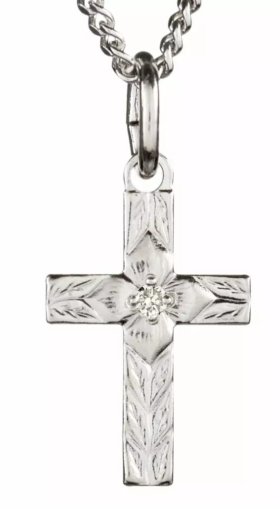 Hopeinen rippiristi timantilla SA501930000 l=C3=A4hikuva - Rippiristi hopea - SA501930000 - 1