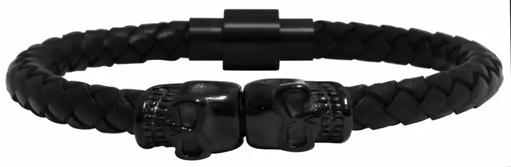 Skull nahkaranneke musta SH430 - Nahkaiset rannekorut - SH430 - 1