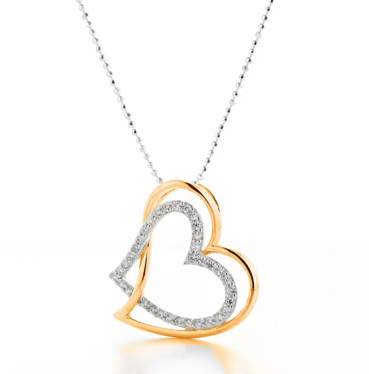 Hopeinen syd=C3=A4nriipus zirkoneilla - palloketju C10040 - Hopeiset kaulakorut - C10040 - 1