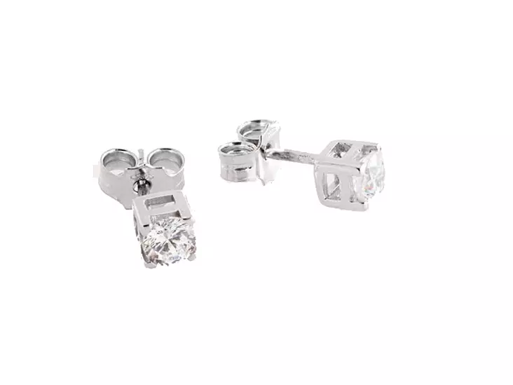 Valkokultaiset korvanapit zirkoneilla 17-K1390 - Kultaiset korvakorut - 17-K1390 - 1