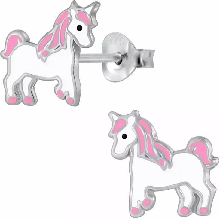 Yksisarvinen Pink emaloitu Y2380 - Hopeiset korvakorut - Y2380 - 1