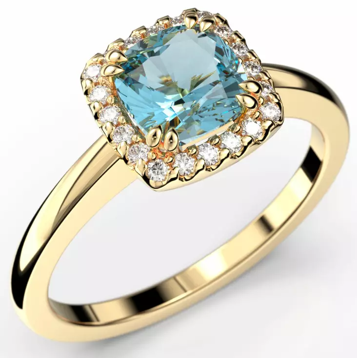 Festive Elsa timanttisormus akvamariinilla 587-090A_KK - Timanttisormukset Festive - 14-587-090A-KK-150 - 1