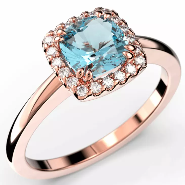 Festive Elsa timanttisormus akvamariinilla 587-090A_PK - Timanttisormukset Festive - 14-587-090A-PK-150 - 1