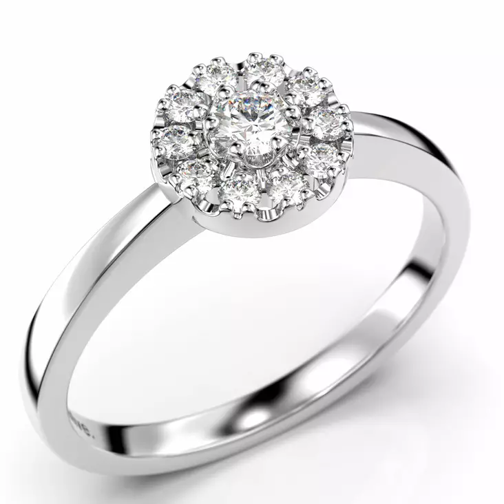 Festive Olivia Halo timanttisormus, valkokultaa 14-563-017 - Timanttisormukset Festive - 14-563-017-VK-140 - 1