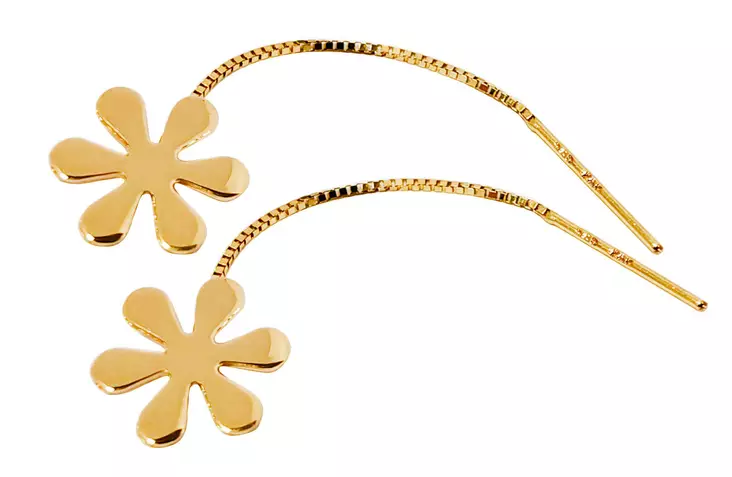 Läpivedettävät kukkakorvakorut 9mm - Kultaiset korvakorut - K20210 - 1