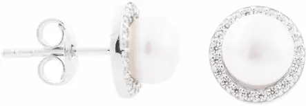 Hopeiset helmikorvakorut zirkoneilla - Elen Pearls - CKK181 - 2