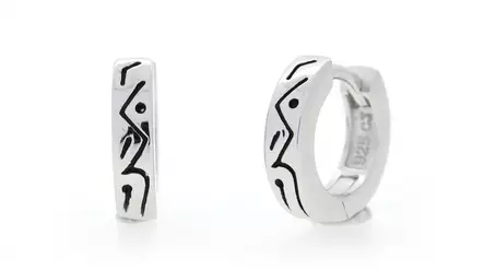 Kreoli korvakorut kuvioitu c10301 - Hopeiset korvakorut - C10301 - 1