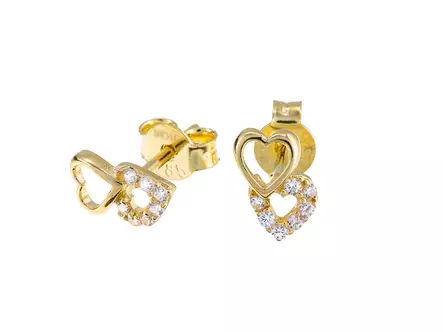 Sirot, kahdesta syd=C3=A4mest=C3=A4 koostuvat korvakorut, joissa s=C3=A4=
ikyy kirkkaat zirkonit. - Kultaiset korvakorut - 17-K1681 - 1