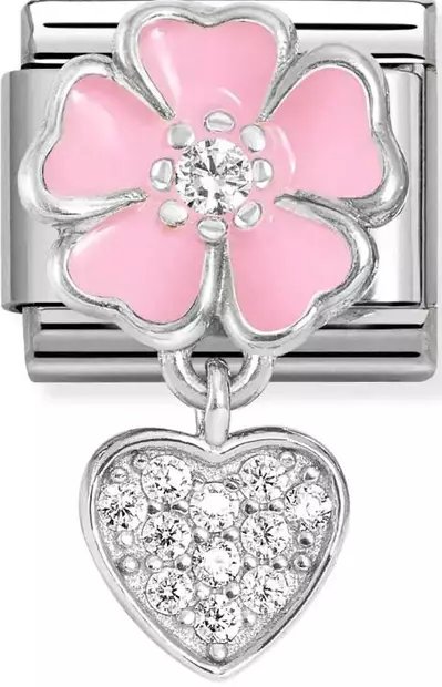 Nomination pala pinkki kukka ja syd=C3=A4n - Composable Classic - 331814-01 - 1