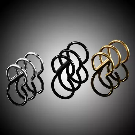 Puriste Cuff Helix Hopea & Musta & Kulta - Lävistyskorut - K0801 - 1