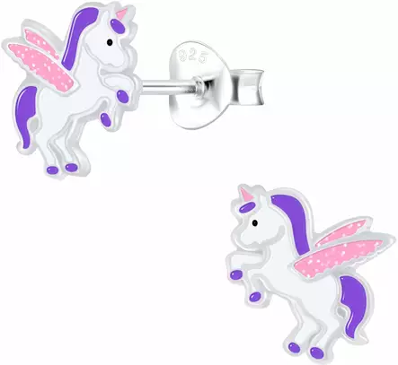 Yksisarvinen siivill=C3=A4 korvakoru hopeaa 8x9mm - Lasten korut - Y9271 - 1