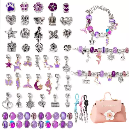 Askartelusetti rannekoruille Pinkkilaukk - Lahjat lapsille - Z581 - 2