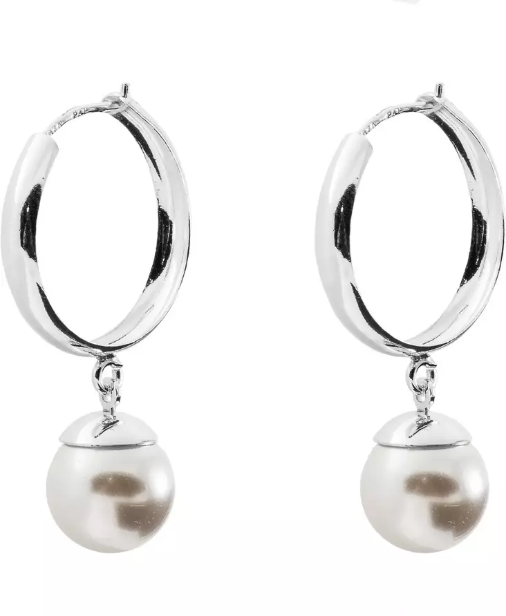 Korvarenkaat helmiäisellä 3x15mm - Hopeiset korvakorut - H3041 - 1