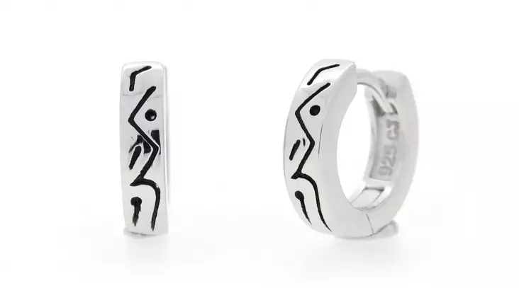 Kreoli korvakorut kuvioitu c10301 - Hopeiset korvakorut - C10301 - 1