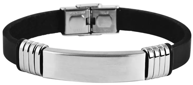 Nahkaranneke teräslaatalla SH321-001 - Teräksiset rannekorut - SH321-001 - 1