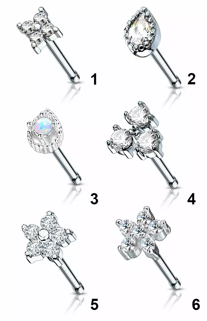 Nenäkoru zirkoneilla - eri vaihtoehtoja - Lävistyskorut - HW13-1 - 1