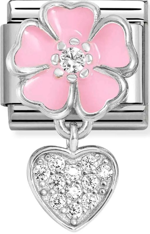 Nomination pala pinkki kukka ja syd=C3=A4n - Composable Classic - 331814-01 - 1