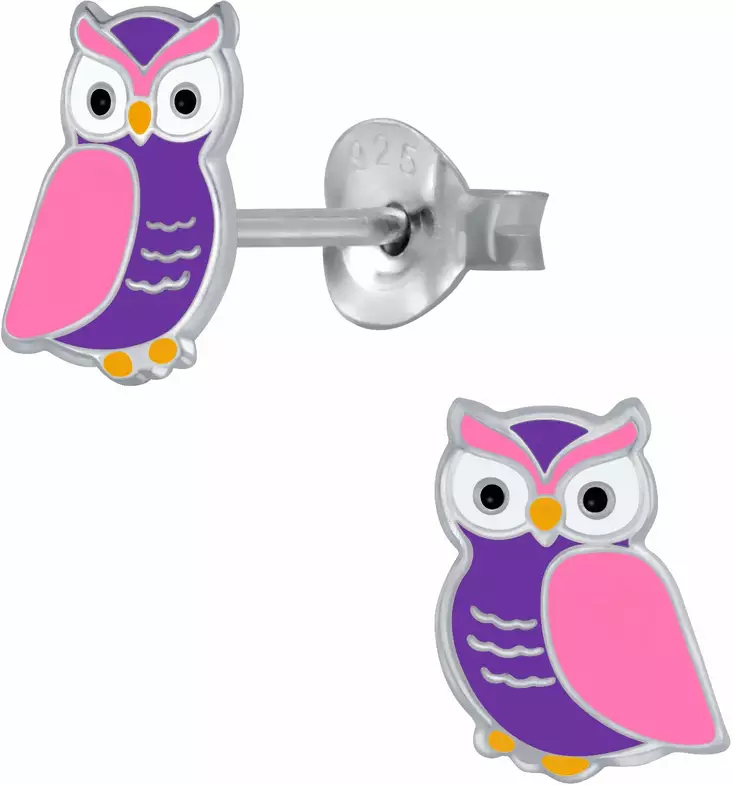 P=C3=B6ll=C3=B6 Pink-Lila emaloitu Y2131 - Hopeiset korvakorut - Y2131 - 1