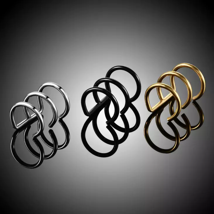 Puriste Cuff Helix Hopea & Musta & Kulta - Lävistyskorut - K0801 - 1