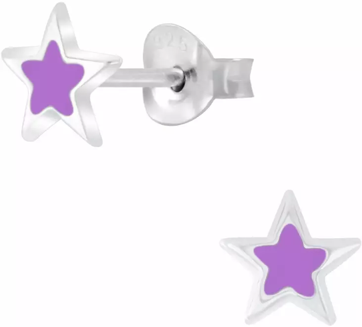 T=C3=A4hti pink emaloitu Y5851 - Hopeiset korvakorut - Y5851 - 1