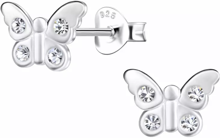 Perhonen kivill=C3=A4 tappi hopeakorvis Y2051 - Lasten korut - Y2051 - 1